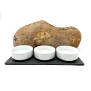 Prachtig voerstation voor je kat van olijfhout met 3 bakken